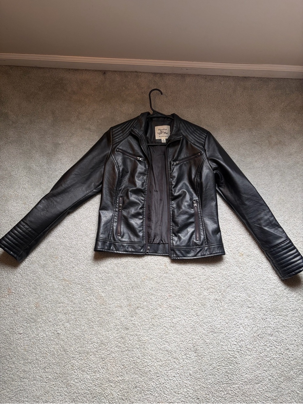 Maralyn and Me Black Faux Leather Moto Jacket size M